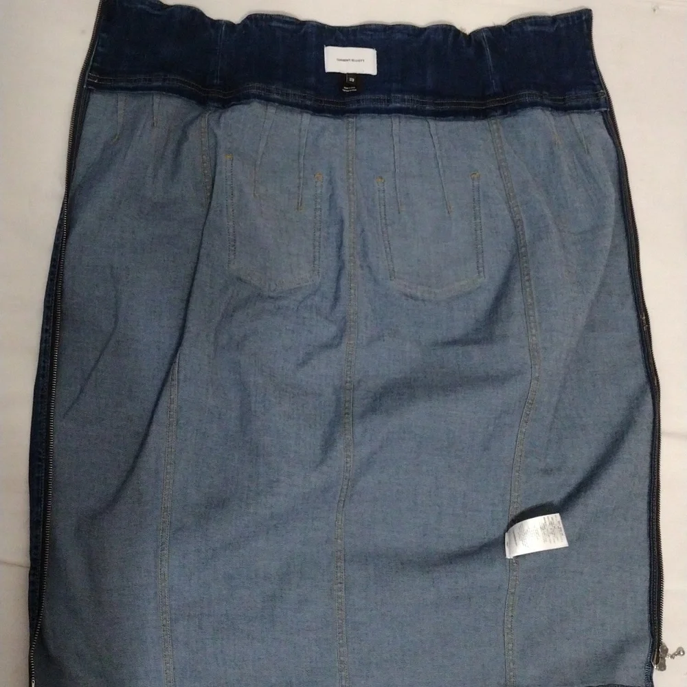 Current/Elliott High Waist Hip-Fitted Pencil Denim Skirt Waist 23 Full Zip Sexy